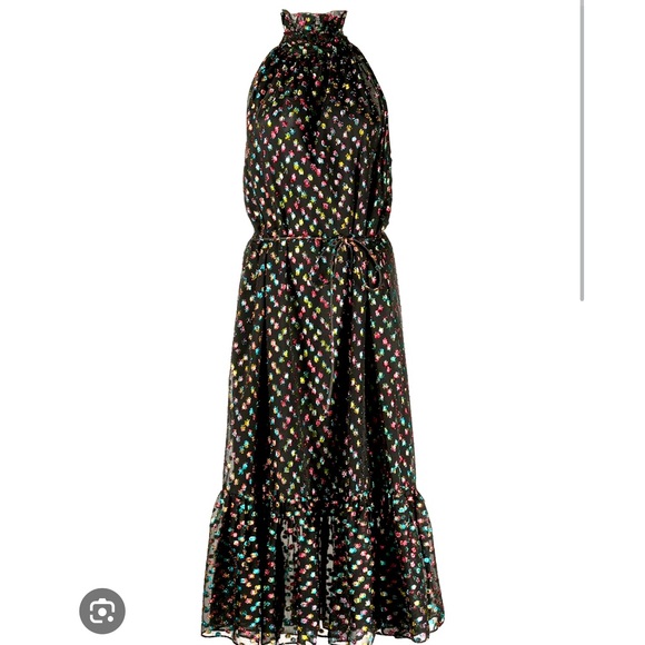 NWT MISA Los Angeles Winona rainbow dot print halter neck dress - Picture 2 of 11